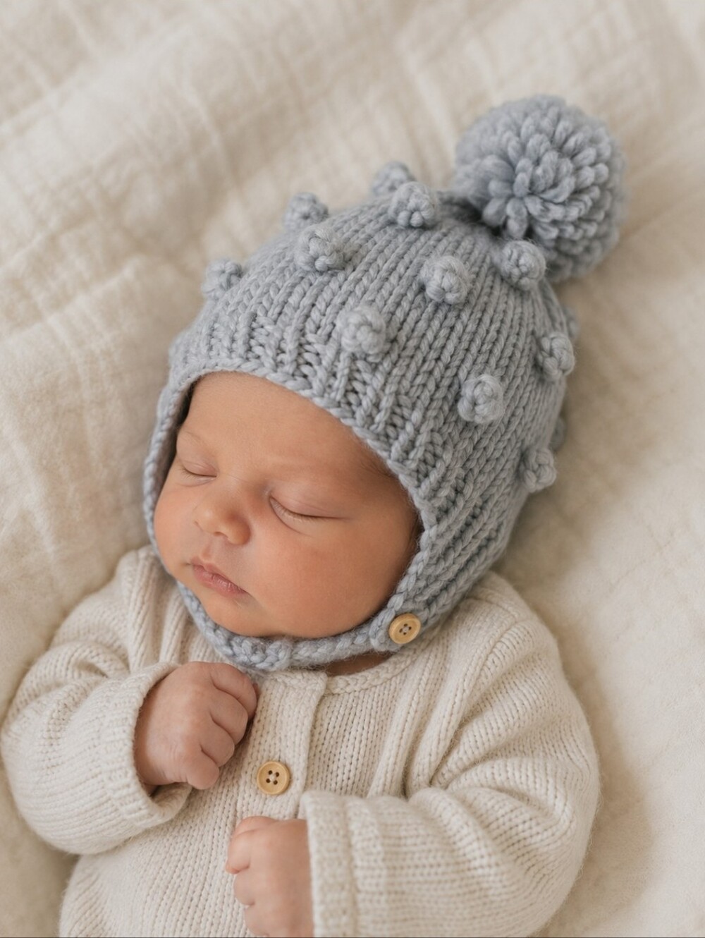 The Blueberry Hill Newborn Pom Hat